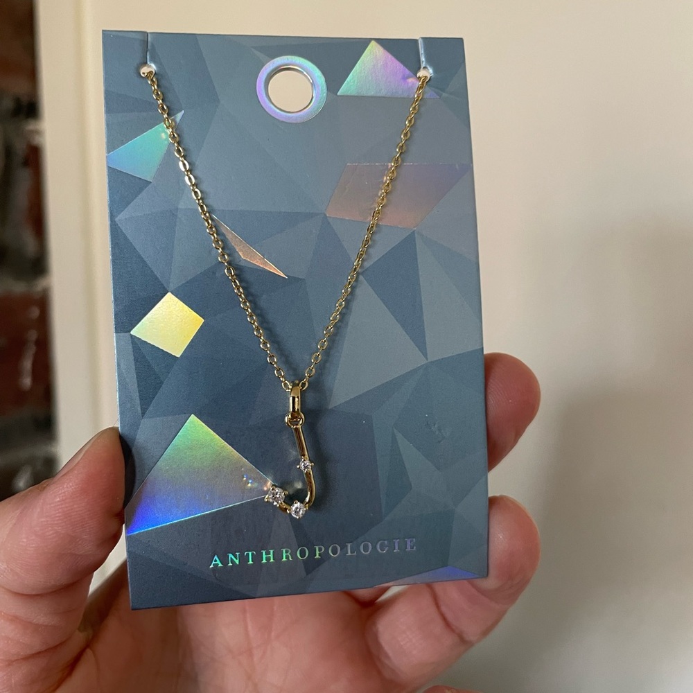 Anthropologie Pavé Monogram Necklace Letter J